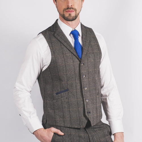 Grey Tweed Waistcoat - Leonard Silver