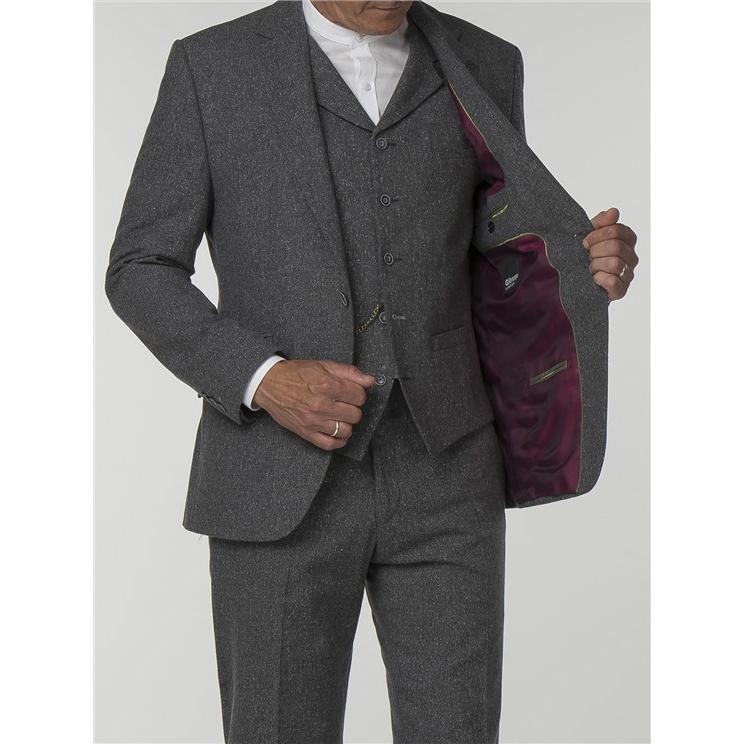 Grey Wool Silk Jacket - Gibson London