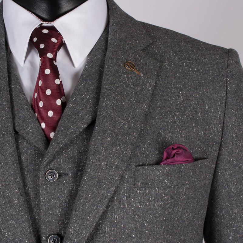 Grey Wool Silk Jacket - Gibson London