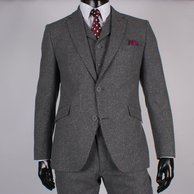 Grey Wool Silk Jacket - Gibson London