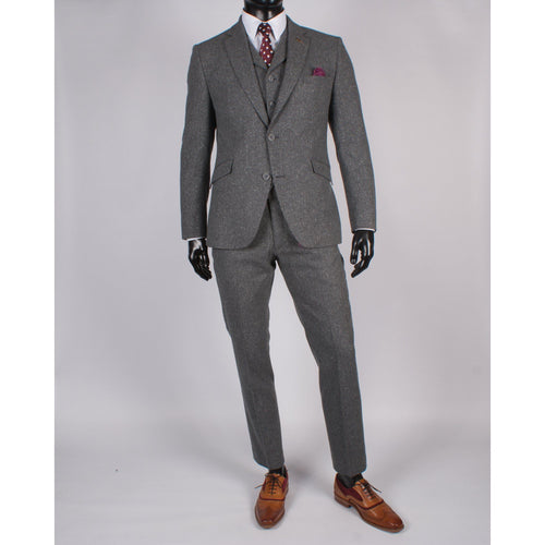 Grey Wool/Silk Tweed Trouser - Gibson London