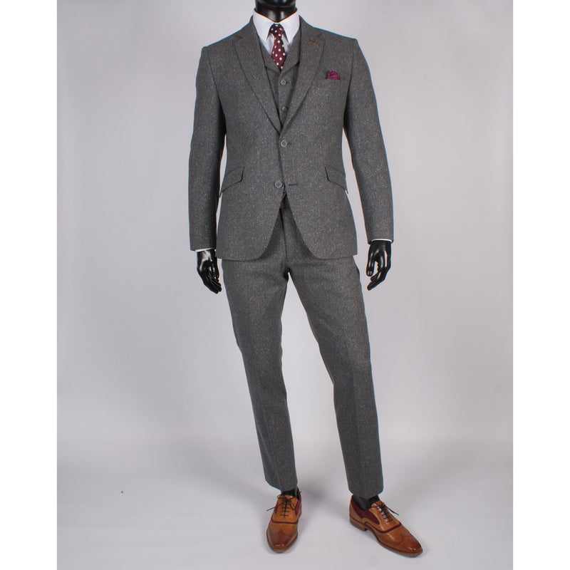 Grey Wool/Silk Tweed Trouser - Gibson London