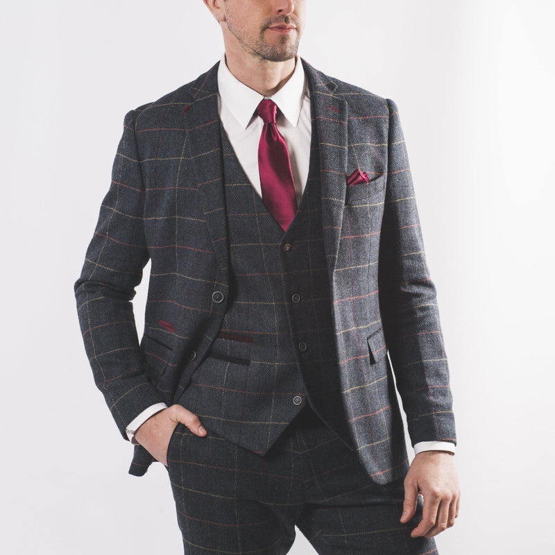 Harold Blue Tweed Suit - Leonard Silver