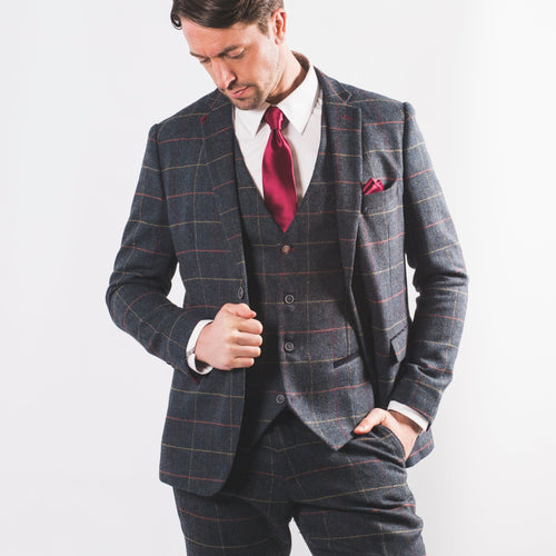 Harold Blue Tweed Suit - Leonard Silver