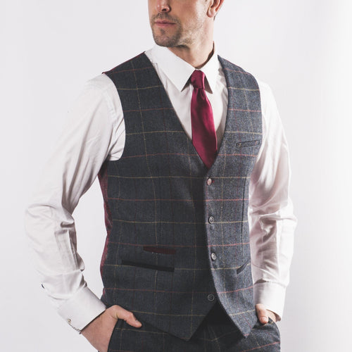 Harold Blue Tweed waistcoat - Leonard Silver