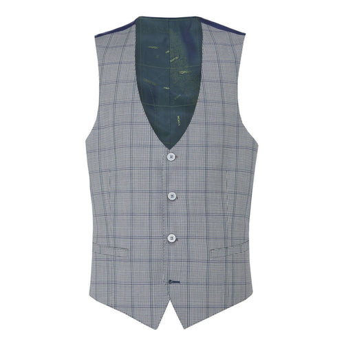 Houndstooth Windowpane Check Wool Waistcoat - Remus Uomo