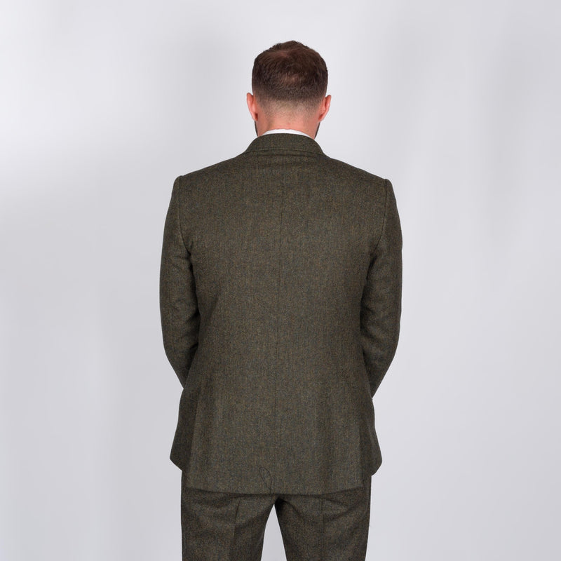 Hunter Green Plain Weave Tweed Suit - Torre