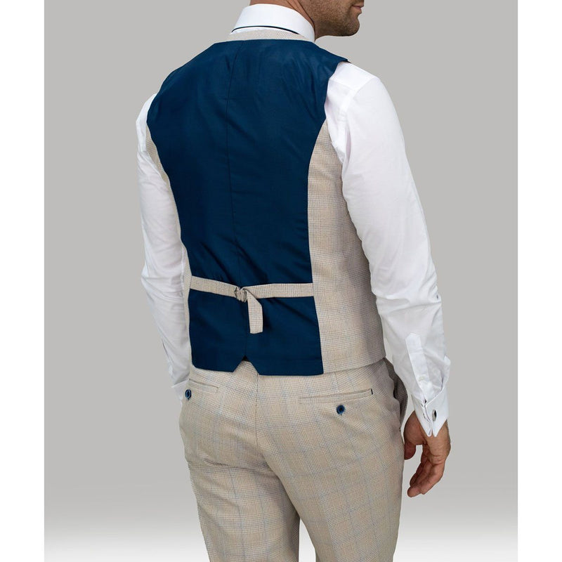 Ivory Check Suit Waistcoat - Leonard Silver