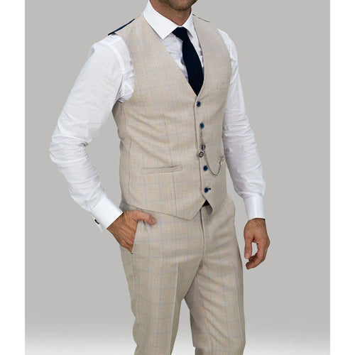 Ivory Check Suit Waistcoat - Leonard Silver