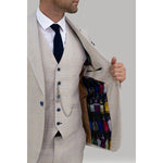 Ivory Jacket With Check & Peak Lapels - Leonard Silver