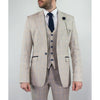 Ivory Suit With Check & Peak Lapels - Leonard Silver