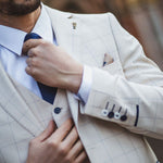 Ivory Windowpane Check Suit Jacket - Fratelli