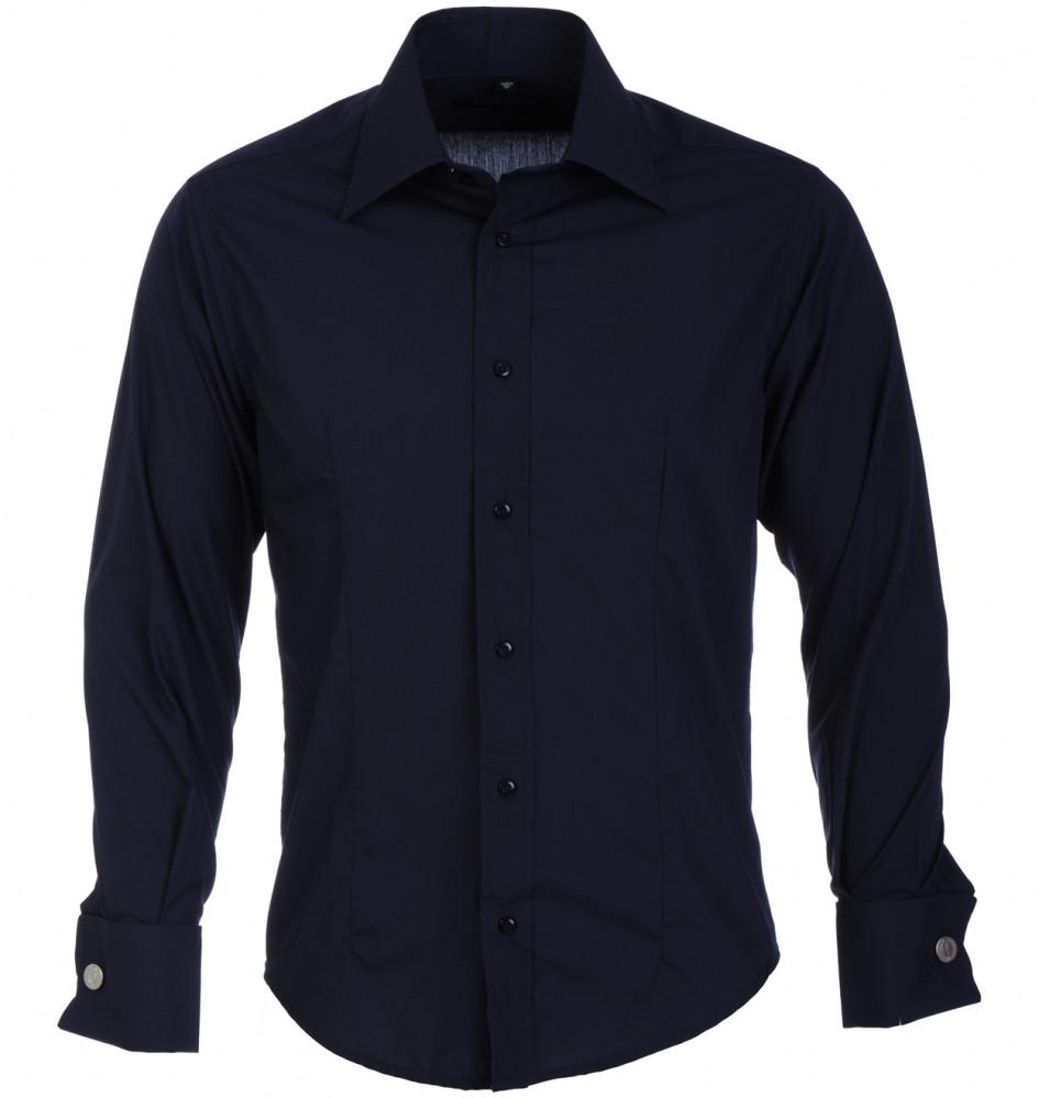 NAVY Classic Double Cuff Shirt - Leonard Silver