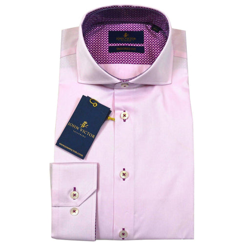 John Victor Tailored Fit Shirt Pink - John Victor