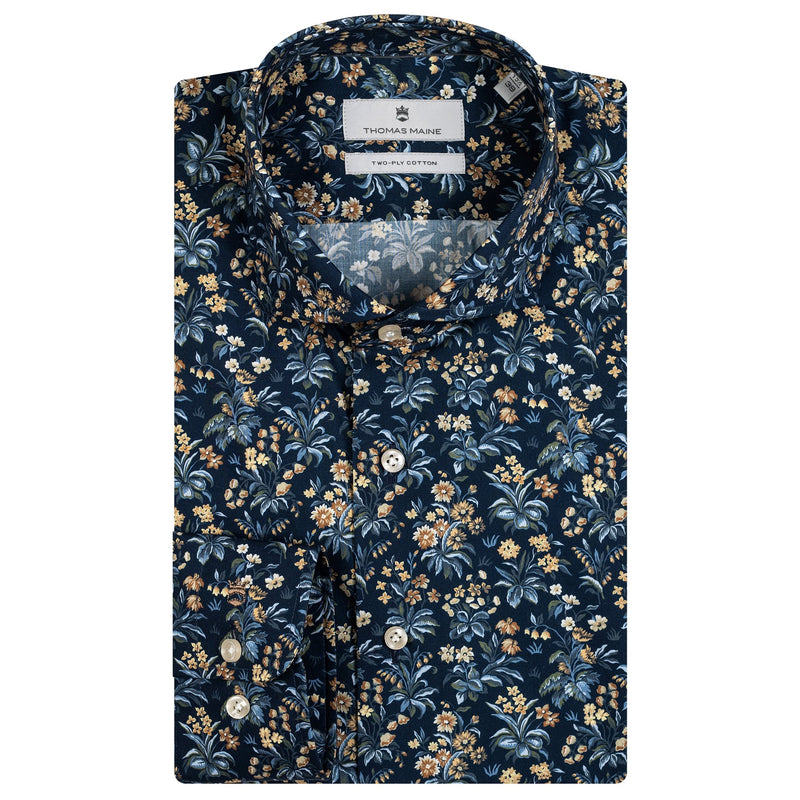 Kent Collar Floral Long Sleeved Shirt - Thomas Maine