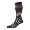 Kilburn All Over Stripe Egyptian Cotton Socks Navy - Pantherella