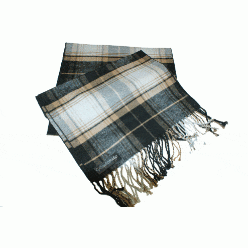 Knightsbridge Brushed Silk Scarf Brown & Camel Check - Knightsbridge