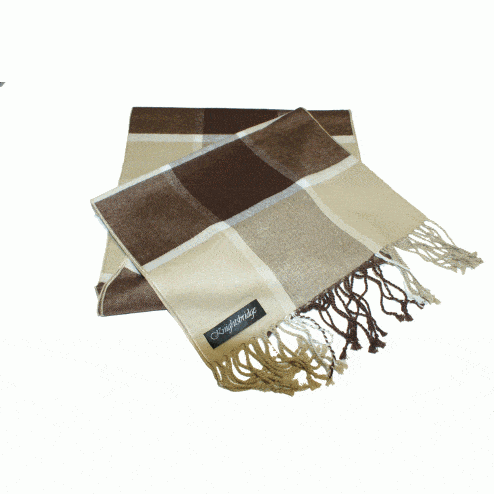Knightsbridge Brushed Silk Scarf Camel & Brown Check - Knightsbridge