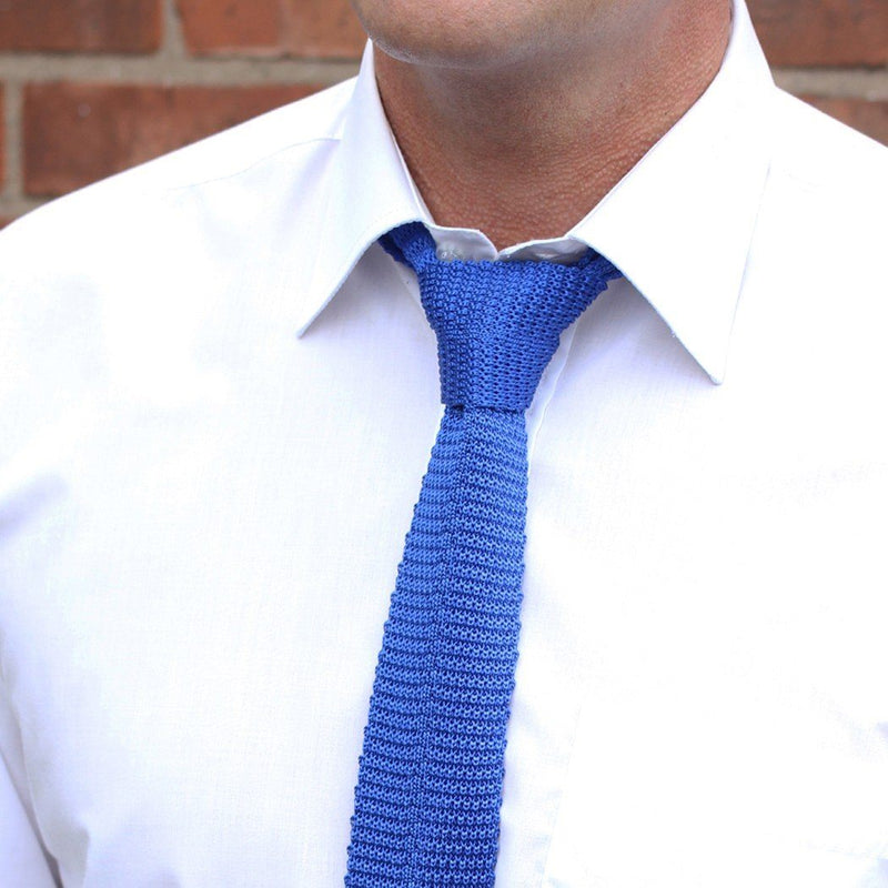 Knitted Silk Neck Tie (Royal) - Knightsbridge