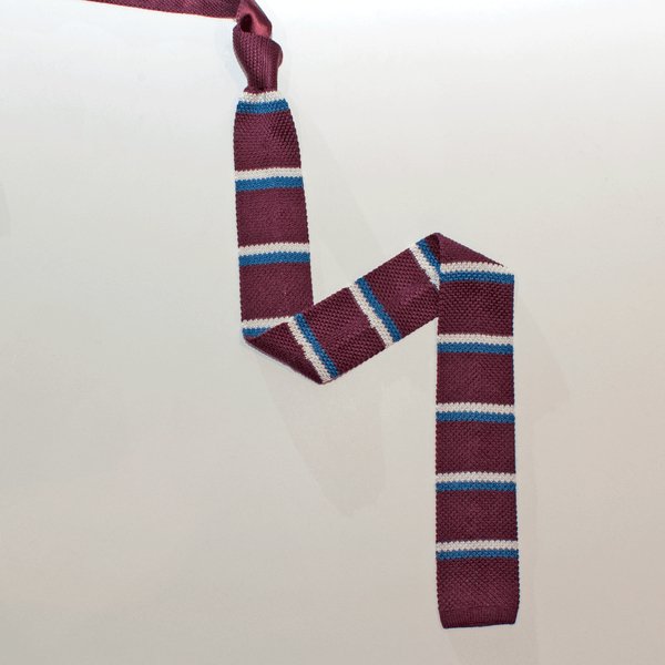 Knitted Silk Tie Burgundy - Knightsbridge