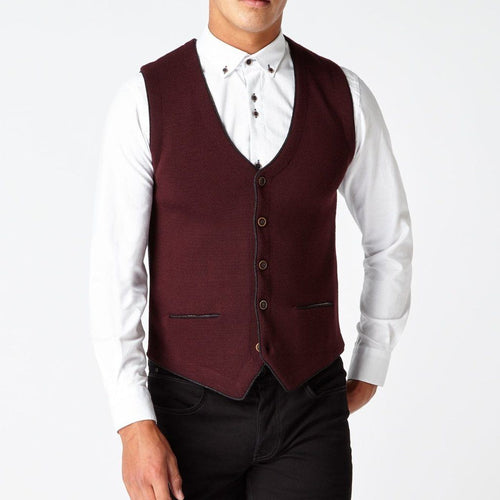 Knitted Waistcoat Burgundy or Navy - Remus Uomo