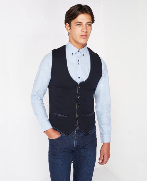 Knitted Waistcoat Burgundy or Navy - Remus Uomo