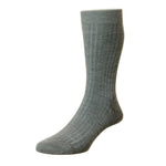 Laburnum Merino Wool Rib Socks Mid Grey - Pantherella