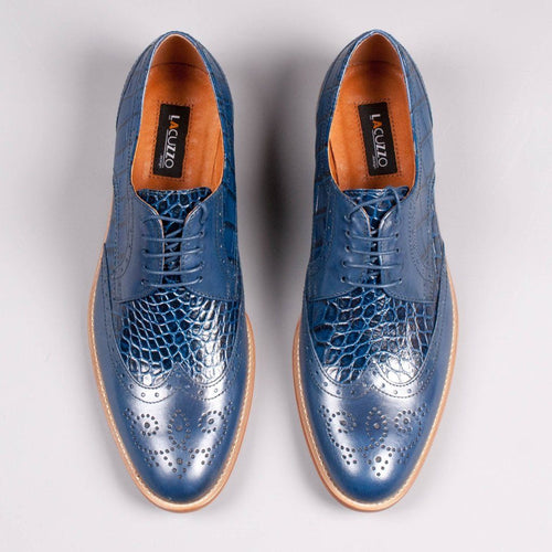 Lacuzzo Blue Snake Skin effect Leather Oxford Brogue - Lacuzzo