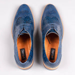 Lacuzzo Blue Snake Skin effect Leather Oxford Brogue - Lacuzzo