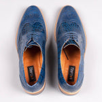 Lacuzzo Blue Snake Skin effect Leather Oxford Brogue - Lacuzzo