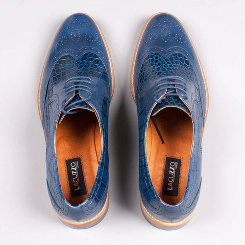 Lacuzzo Blue Snake Skin effect Leather Oxford Brogue - Lacuzzo