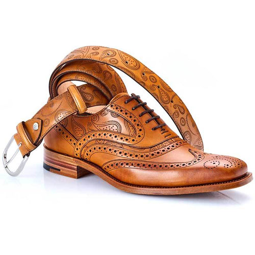 Laser Paisley Cedar Calf Belt - Barker