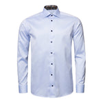 Light Blue Paisley Insert Shirt With Blue Buttons - Eton Shirts