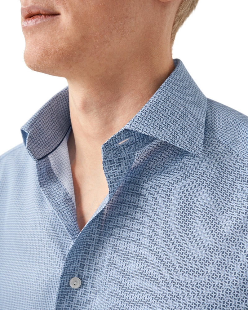 Light Blue Printed Geometric Shirt - Eton Shirts