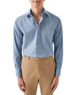 Light Blue Printed Geometric Shirt - Eton Shirts