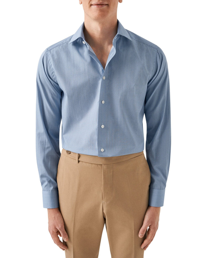 Light Blue Printed Geometric Shirt - Eton Shirts