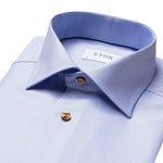 Light Blue Textured Twill Shirt - Eton Shirts