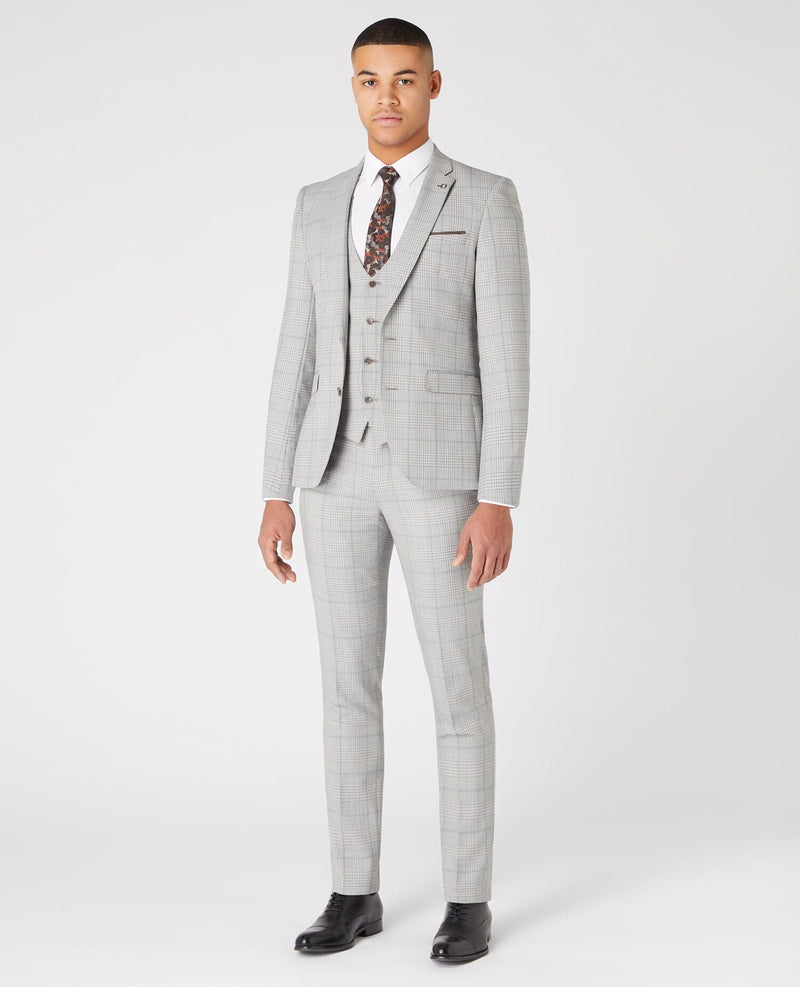 Light Grey Check Wool Suit - Remus Uomo