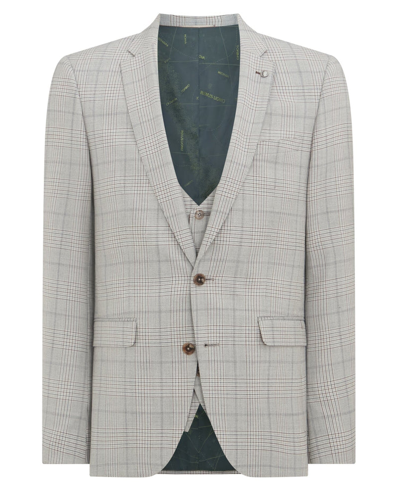 Light Grey Check Wool Suit - Remus Uomo