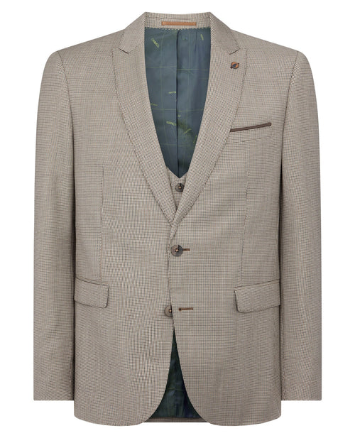 Mario Beige Houndstooth Suit - Remus Uomo