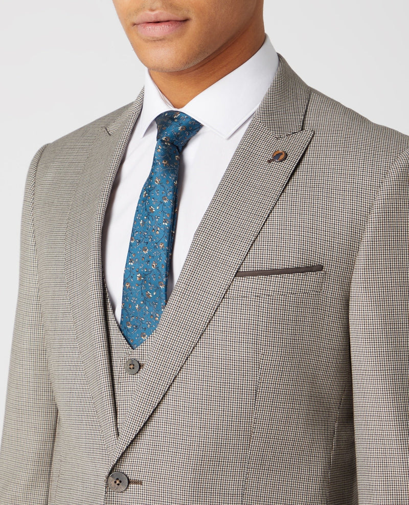 Mario Beige Houndstooth Suit - Remus Uomo