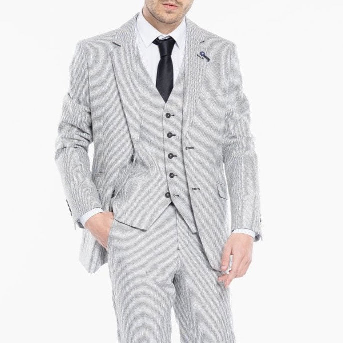 Micro Dogtooth Grey Suit - Leonard Silver