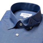 Mid Blue Cotton Linen Shirt - Eton Shirts