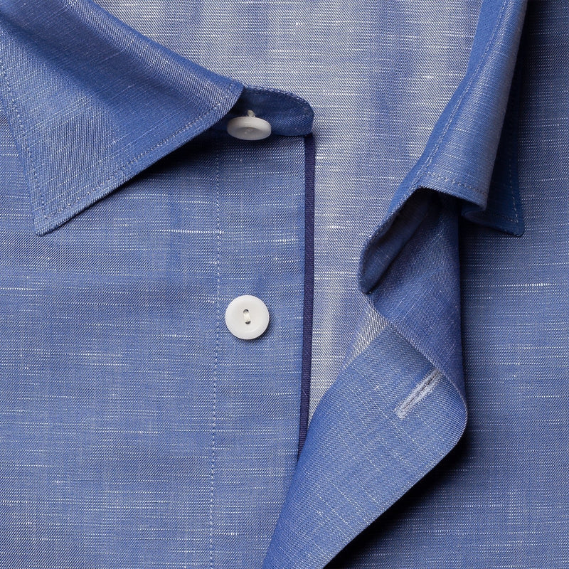 Mid Blue Cotton Linen Shirt - Eton Shirts