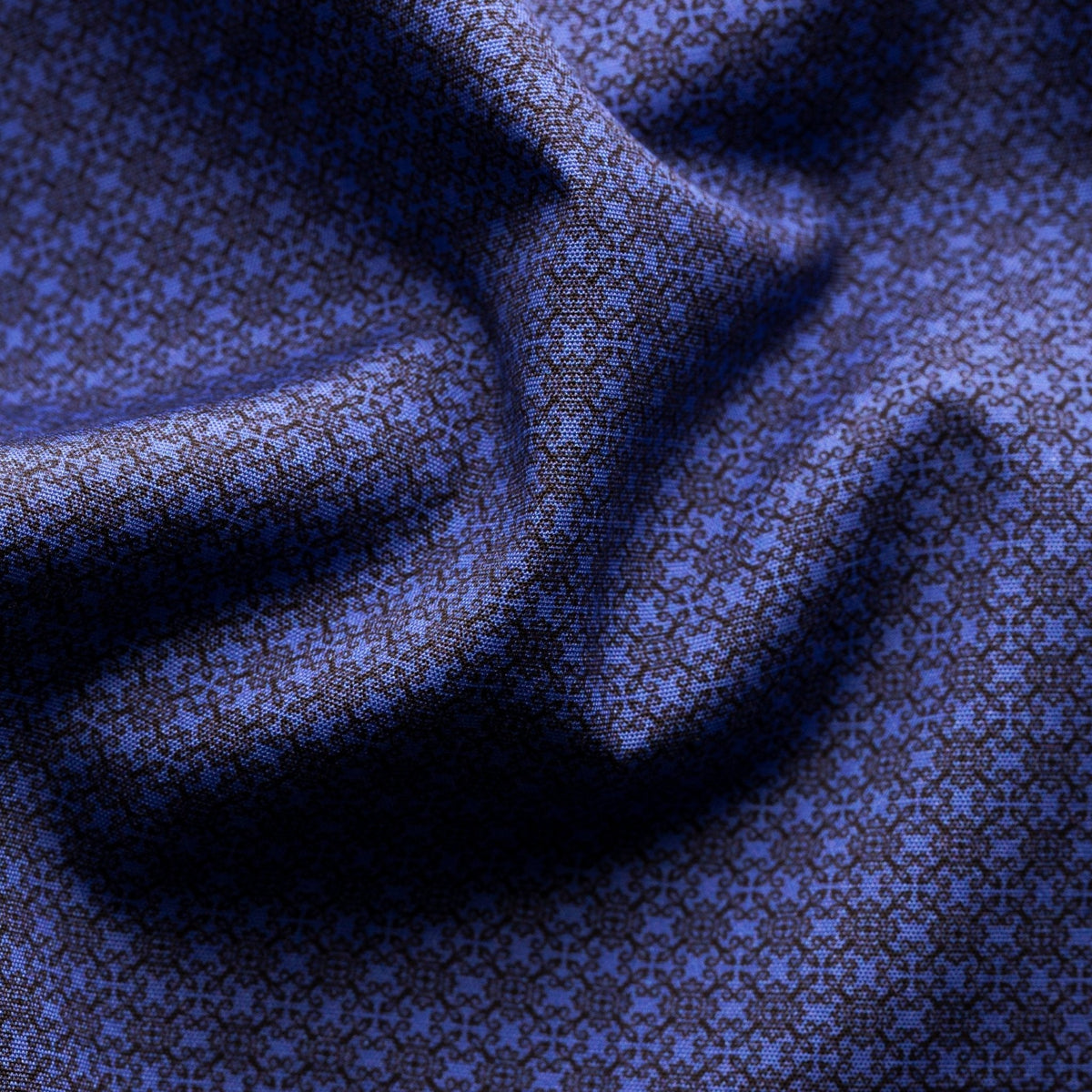 Mid Blue Geometric Poplin Shirt - Eton Shirts