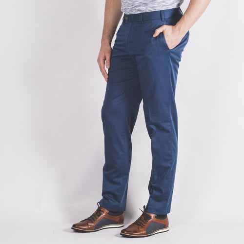 Monaco Blue Sateen Chino - Hiltl