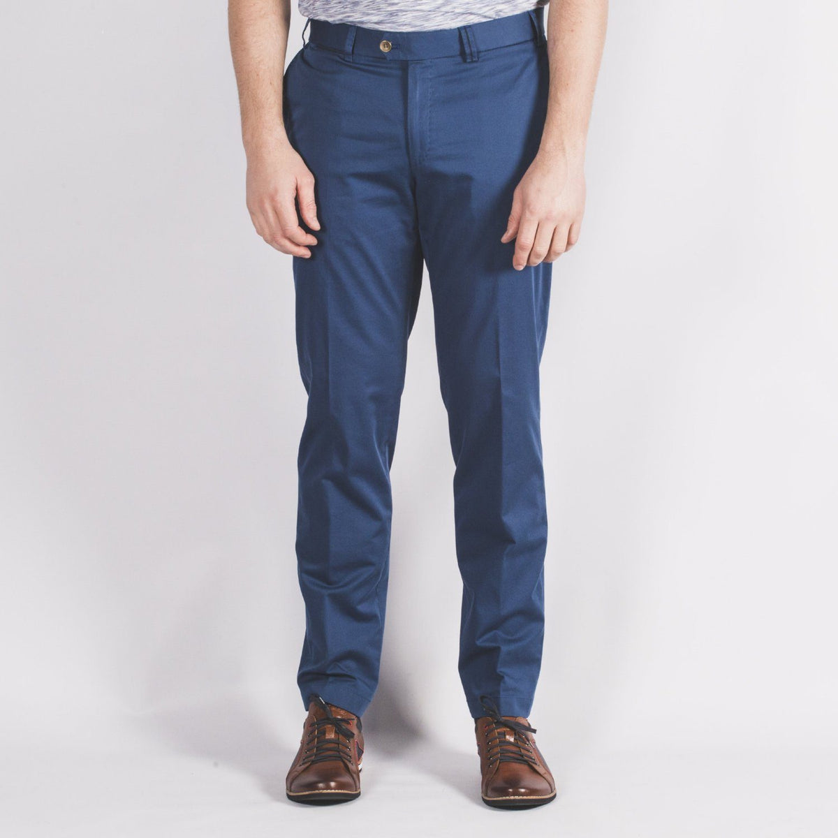 Monaco Blue Sateen Chino - Hiltl