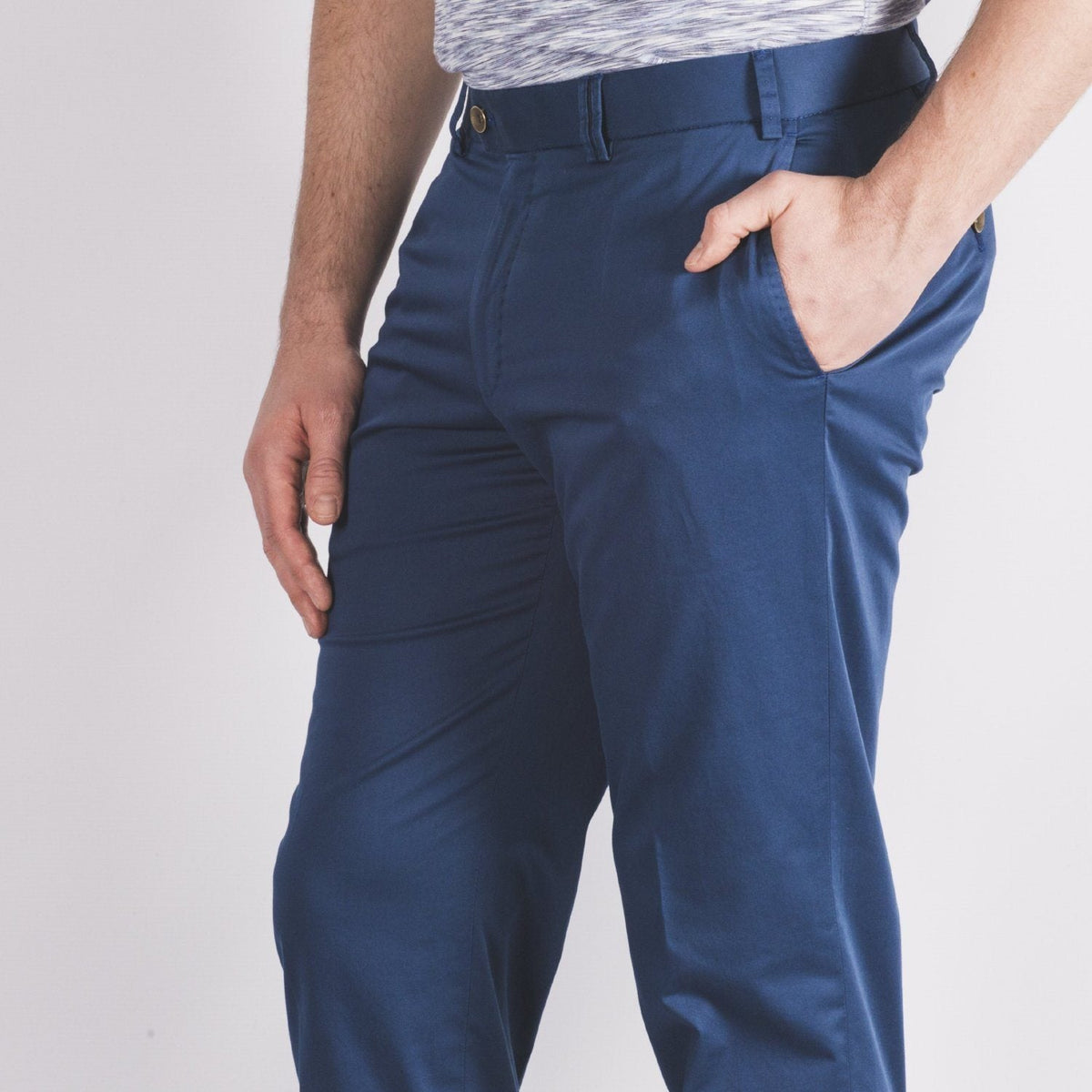 Monaco Blue Sateen Chino - Hiltl