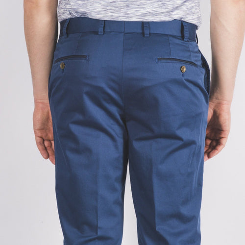 Monaco Blue Sateen Chino - Hiltl