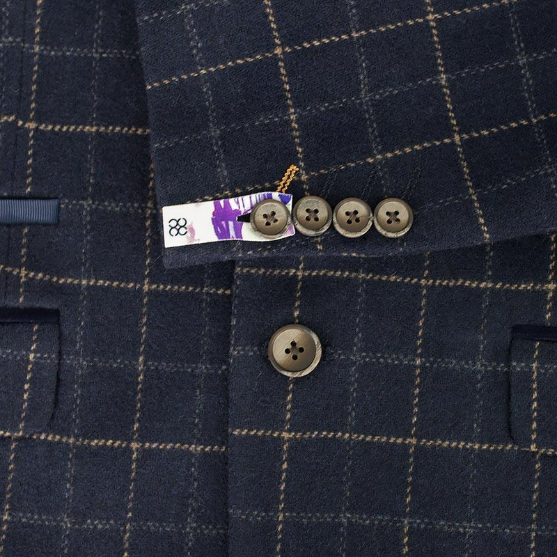 Multi Check Navy Tweed Trousers - Leonard Silver